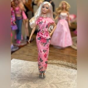 Barbie Outfit Pink Floral Doll Dress (Doll is NOT INCLUDED)